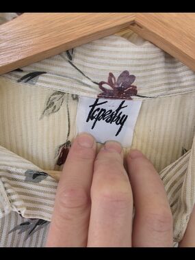 Vintage Floral Striped Blouse By Topestry. 1980's Vibe All The Way
